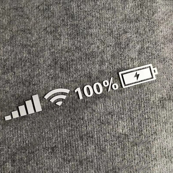 Car Vinyl Stickers Wifi Battery Level Mark Decals Car Rear Windshield Body Car Funny Sticker Silver White Reflective Type
