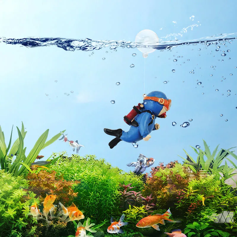 Fish Tank Landscaping Ornament Floating Diver