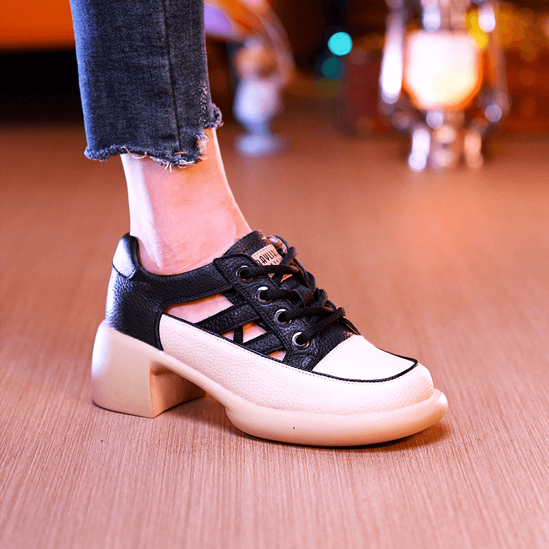 Leather Sandals Thick Soles Non-slip Soft Soles Thick Heels