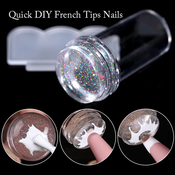 Transparent Nail Stamper with Scraper 2pcs Jelly Silicone Stamp for French Nails Manicuring Kits Nail Art Stamping Tool Set