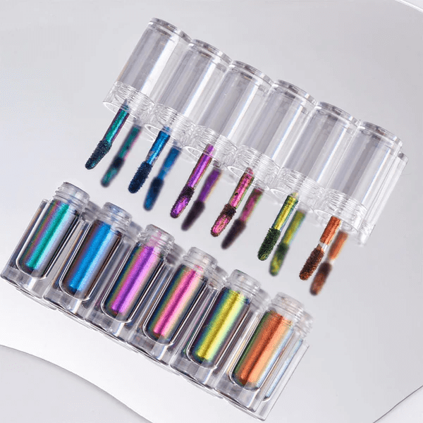 Small Tube Liquid Type Mirror Chrome Powder with Brush Professional Nail Art Decor Manicure Nail Glitter Pigment