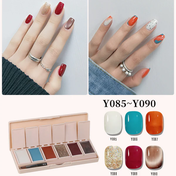 Six-Color Solid Pudding Cream Nail Gel Polish Quick Drying Solid Glue Painting Nail Varnish Solid Uv Gel Diy Nail Kit