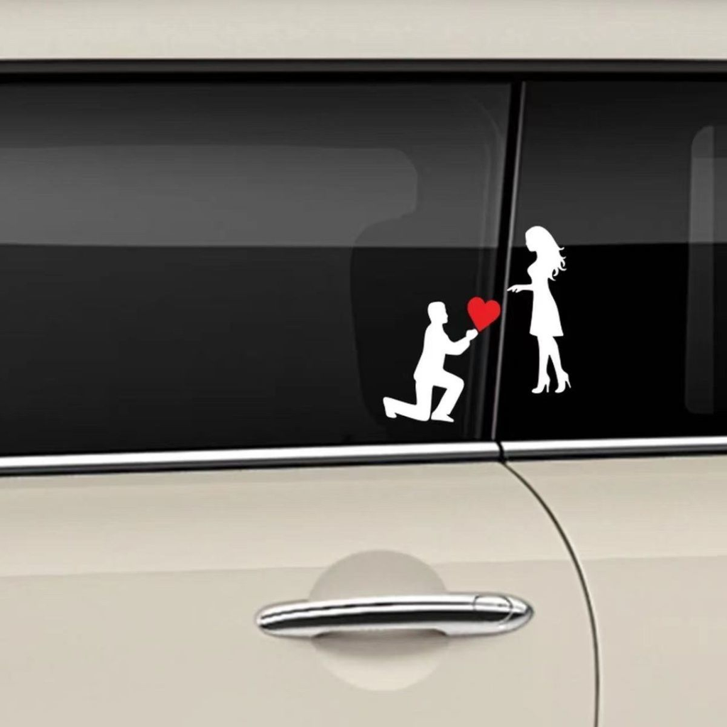 Love Proposal Car Sticker Couples Express Creative Personality Sticker Body Scratches Cover Rear Glass Decoration