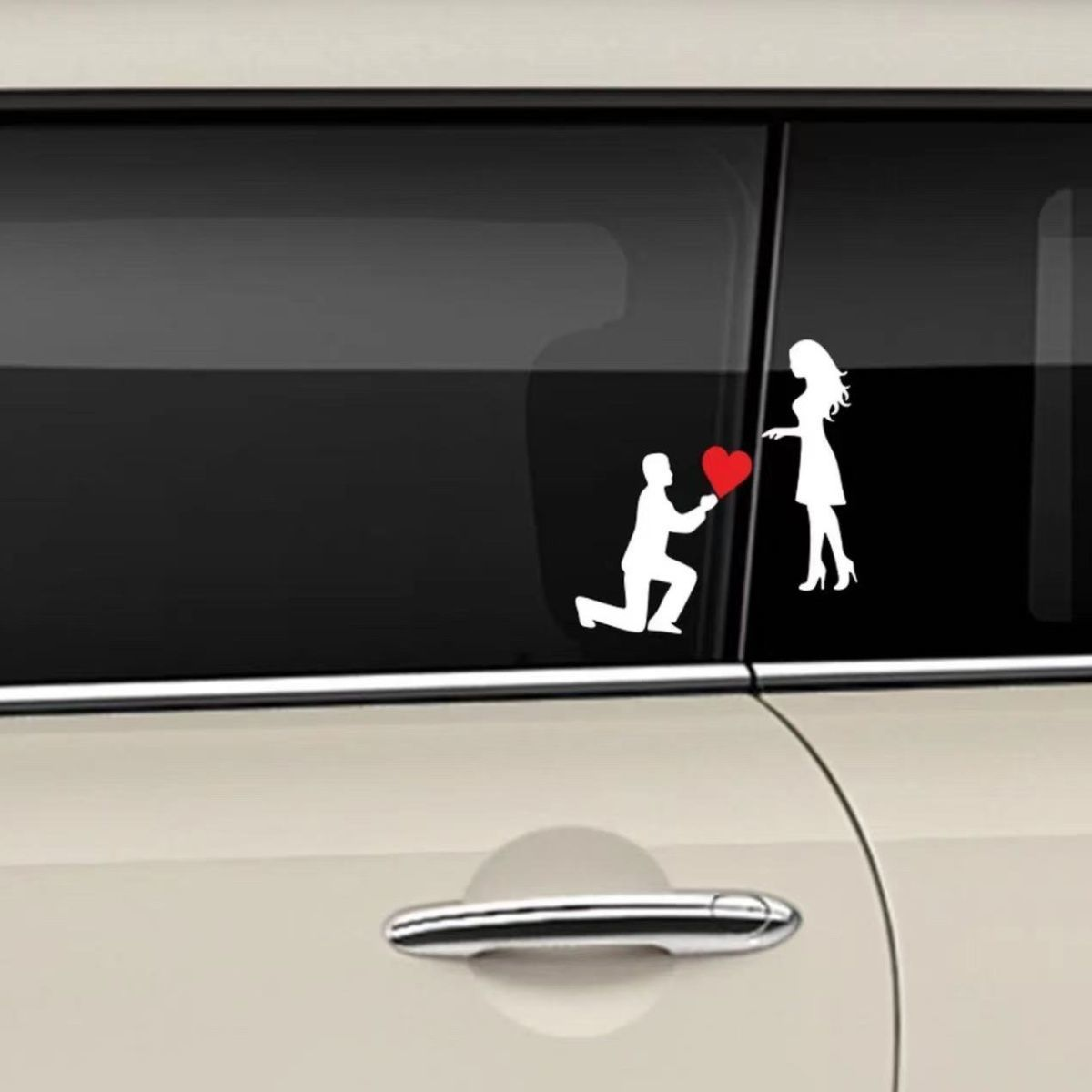 Love Proposal Car Sticker Couples Express Creative Personality Sticker Body Scratches Cover Rear Glass Decoration