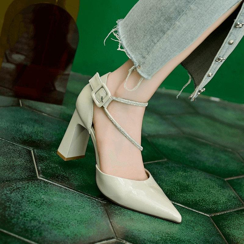 Banquet Women's Shoes 2023 Spring Summer New Chunky Heels