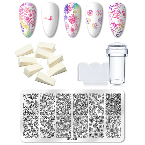 7/11Pcs/Set Nail Art Stamp Plate Leaf Marble Texture Flower Geometry Nail Polish Print Jelly Stamper Scrapper Tool