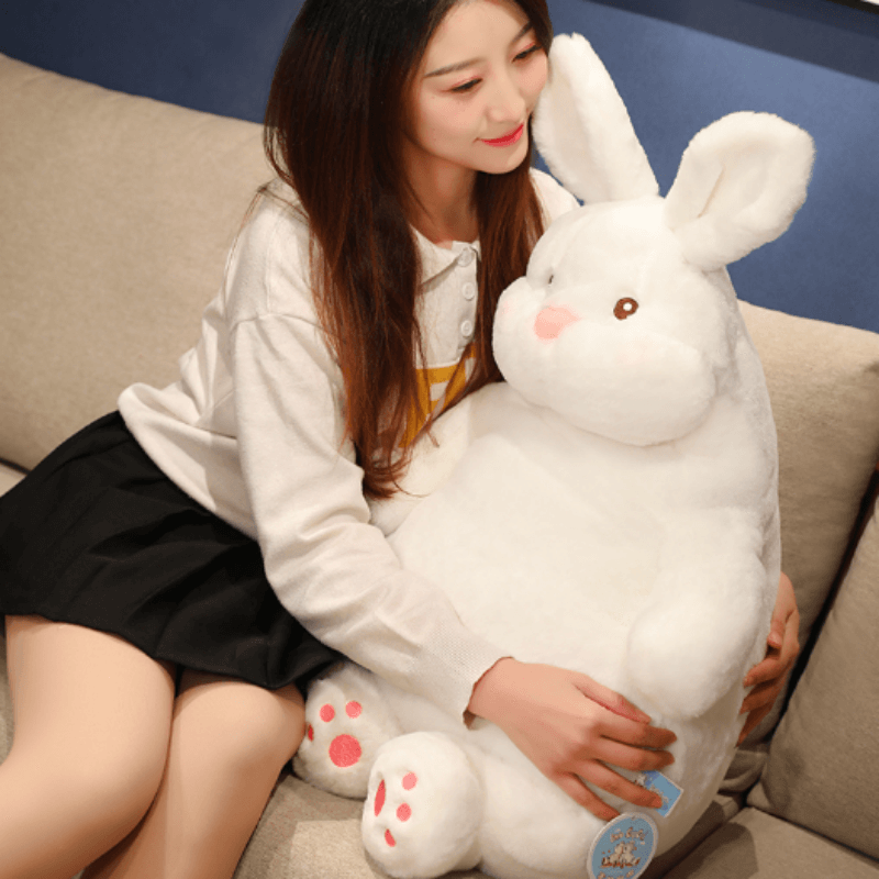Cute Lazy White Rabbit Hug Pillow Bunny Plush Toy Sleeping Doll Gift