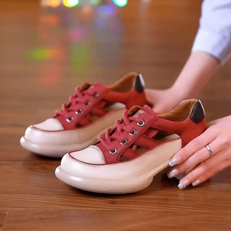 Leather Sandals Thick Soles Non-slip Soft Soles Thick Heels