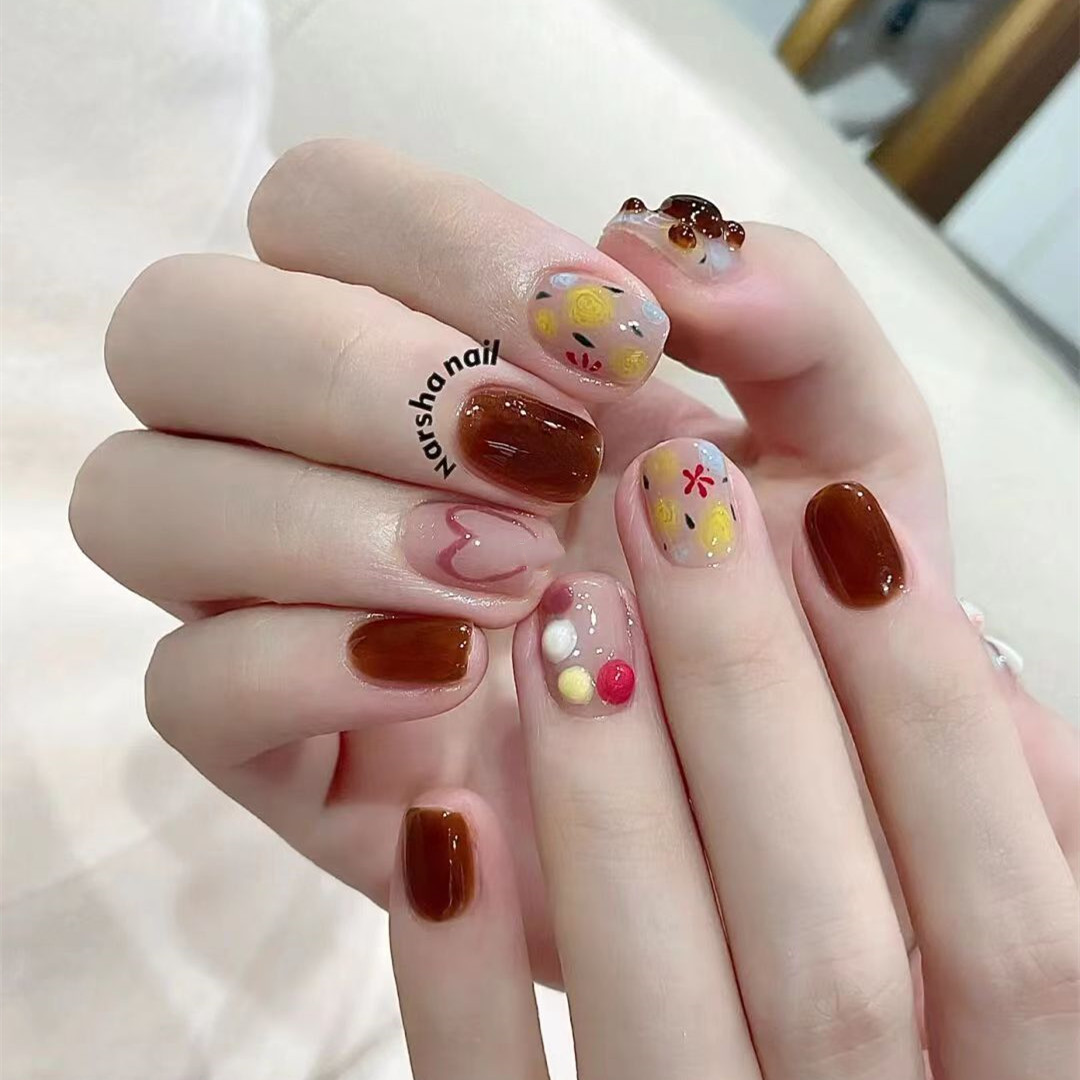 Snowman Nail Patch Sweet Glue removable Short Section Nail Festival Christmas Fake Nail Patch
