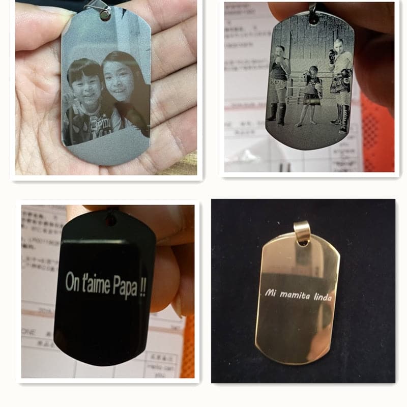 Stainless Steel Personalized Engraved Necklace Custom Photo Name Pendant Necklaces For Children Birthday Gift