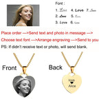 Customized Necklaces Engrave Photo Name Necklace Stainless Steel Heart Pendant Chain Necklace Jewelry For Women ID Tag