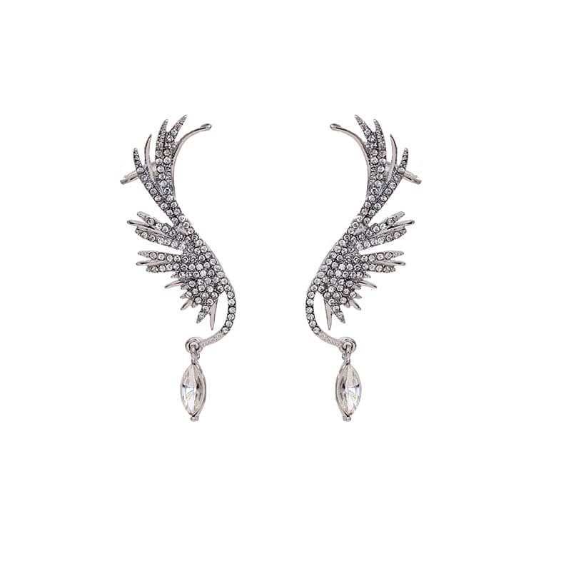 New Angel Wings Rhinestone Hanging Dangle Exquisite Fashion Stud Earrings Elegant Prevent Allergy Earrings