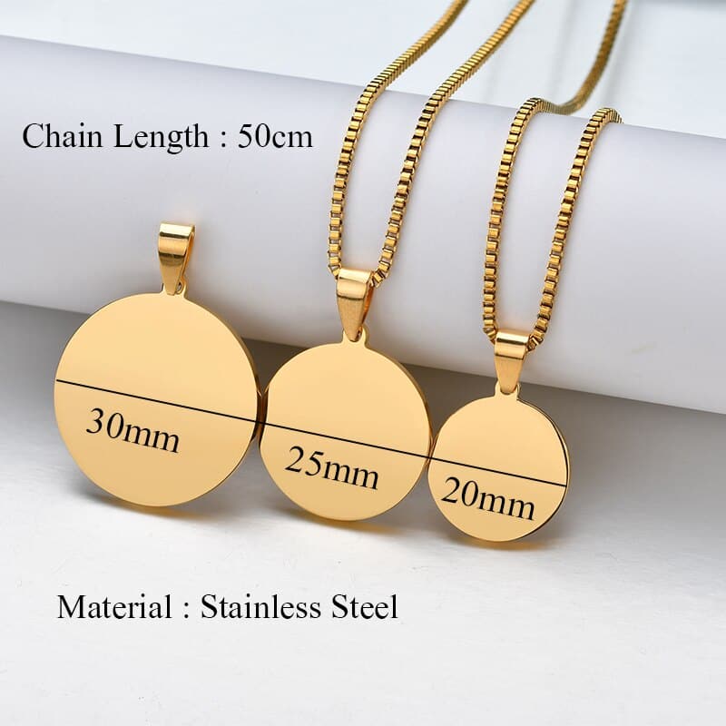 Personalized Engraved Jewelry ID Tag Necklaces Engrave Photo Name Necklace Round Keepsake For Women Lover Pet Gift