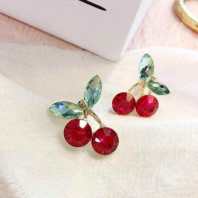 New European and American Fruit Fashion Long Ear Nail Temperament Cherry Cherry Earrings Lady Earrings