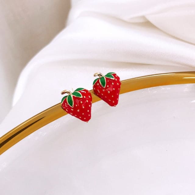 New European and American Fruit Fashion Long Ear Nail Temperament Cherry Cherry Earrings Lady Earrings