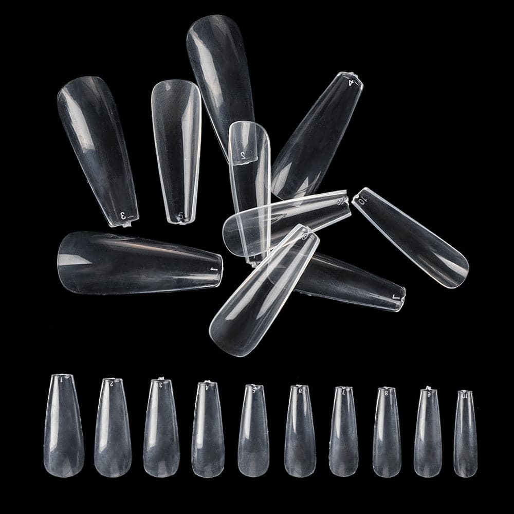 100Pcs/box Full Cover Fake Nail Artificial Press on Long Ballerina False Coffin Nails Art Tips Manicure Tool