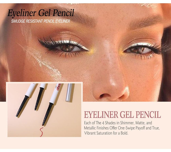 Long-lasting Gel Eyeliner Pencil Waterproof Easy To Wear Black White Color Eyeliner Pen Eye Makeup Eye Liner