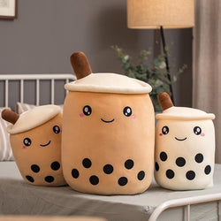 Super Soft Smile Bubble Tea Cup Pillow Plush Toys Stuffed Dolls For Kids Girls Boys