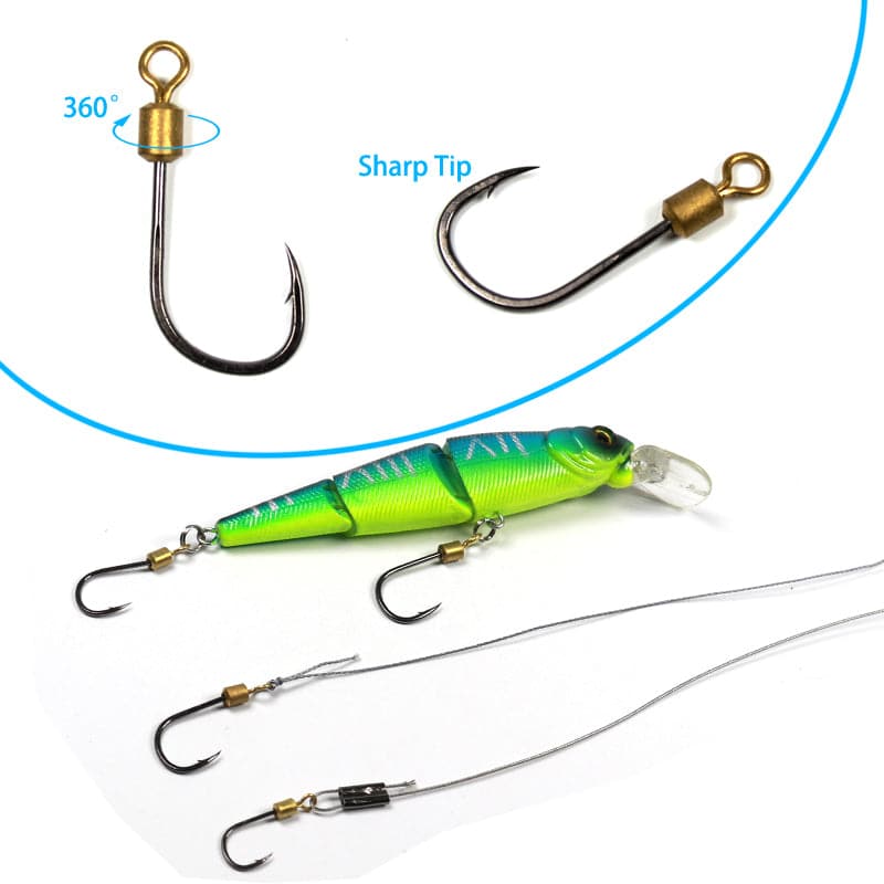 10pcs Rotating Fish Hook with Swivel High Carbon Steel Sharp Barbed for Bait Lure Carp Fishing Hooks