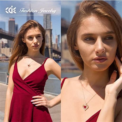 January To December Birthstone Necklace with Heart Inlaid Lettering Necklace for Women Wedding Engagement Party Jewelry