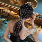 Shine Full Rhinestone Headband for Women Long Tassel Crystal Hair Clip Wedding Party Hair Accessories Jewelry