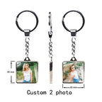 Custom Keychain with Personalized Photo Double Sided Heart Family Couple Gift