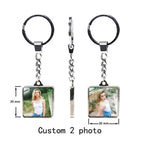 Custom Keychain with Personalized Photo Double Sided Heart Family Couple Gift