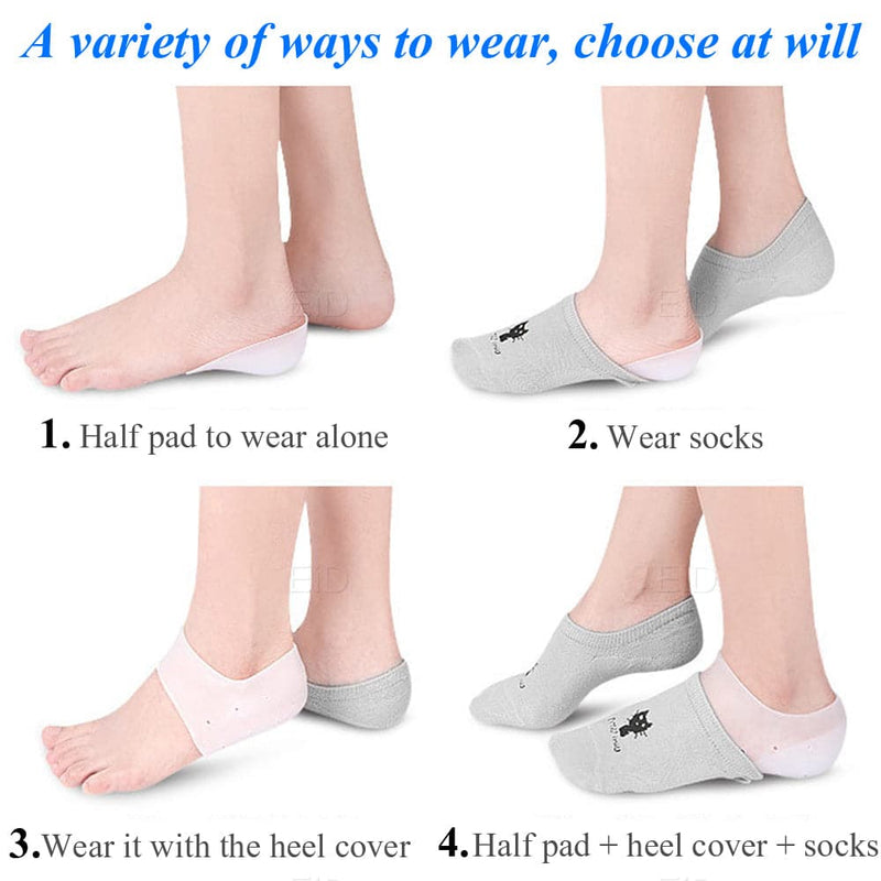 Invisible Height Increase Silicone Socks Gel Heel Pads Orthopedic Arch Support Heel Cushion Soles Insole Foot Massage Unisex