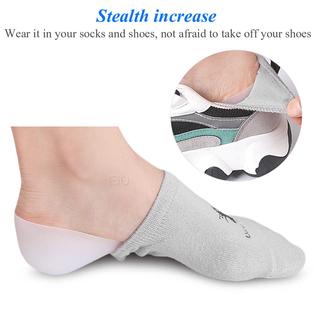 Invisible Height Increase Silicone Socks Gel Heel Pads Orthopedic Arch Support Heel Cushion Soles Insole Foot Massage Unisex