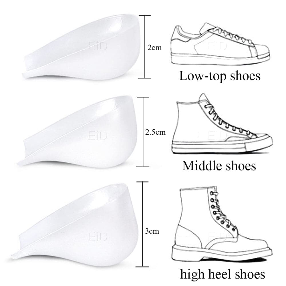 Invisible Height Increase Silicone Socks Gel Heel Pads Orthopedic Arch Support Heel Cushion Soles Insole Foot Massage Unisex