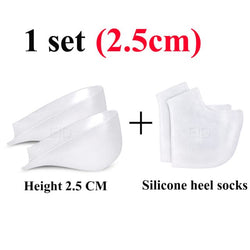 Invisible Height Increase Silicone Socks Gel Heel Pads Orthopedic Arch Support Heel Cushion Soles Insole Foot Massage Unisex