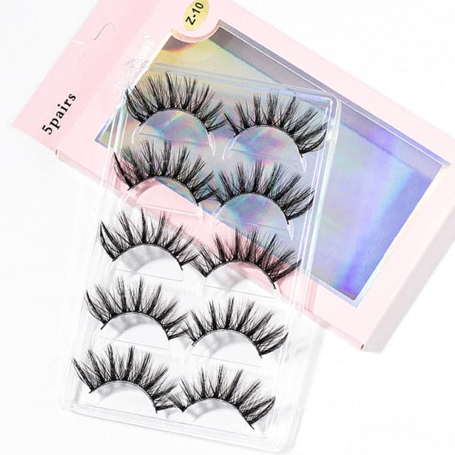 New 15-25mm 3D Faux Mink Hair Cross False Eyelashes 5/10 Pairs Long Eye Lashes Handmade Thick Makeup Beauty Extension Tools