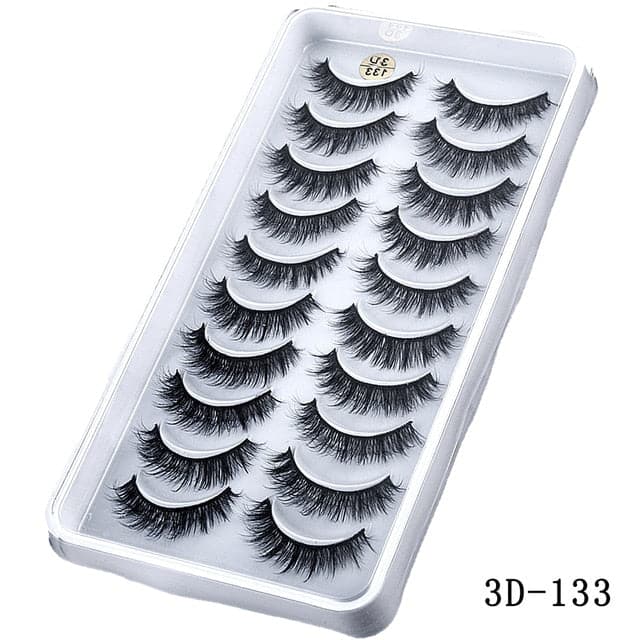 New 15-25mm 3D Faux Mink Hair Cross False Eyelashes 5/10 Pairs Long Eye Lashes Handmade Thick Makeup Beauty Extension Tools