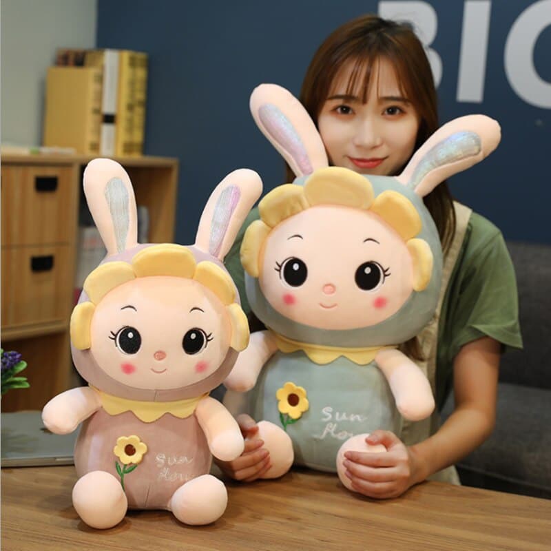 Sunflower Rabbit Plush Toys Cute Doll Baby Sleep Hug Doll Home Bedroom Decor