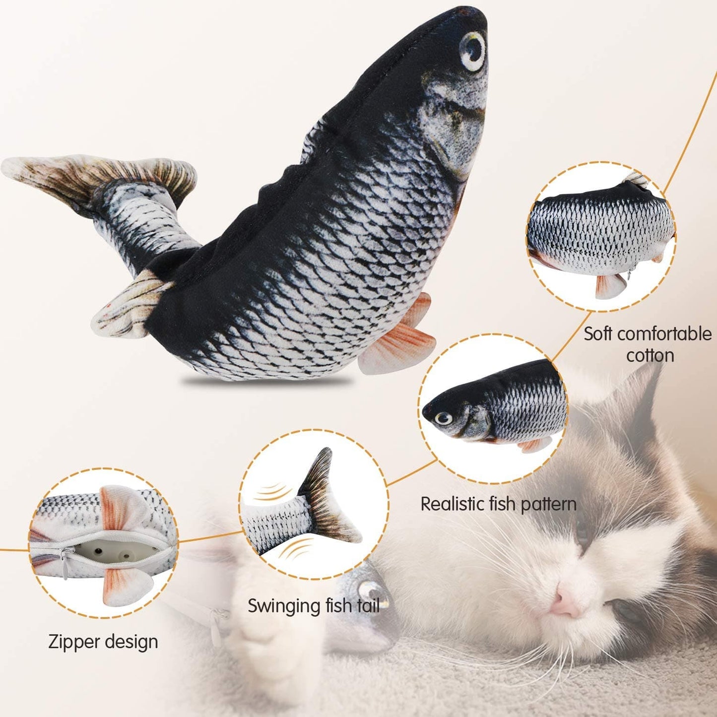 Electronic Pet Cat Toy Electric USB Charging Simulation Fish Toys for Dog Cat Chewing Playing Biting Cat Wagging Toy