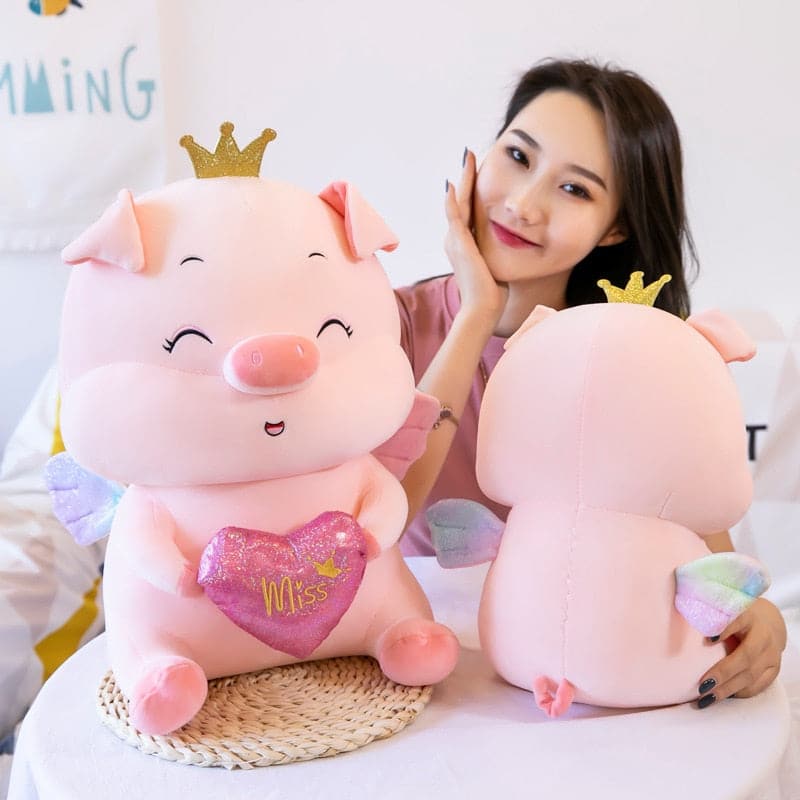 New Style Crown Angel Smile Pig Plush Toy Cute Stuffed Doll