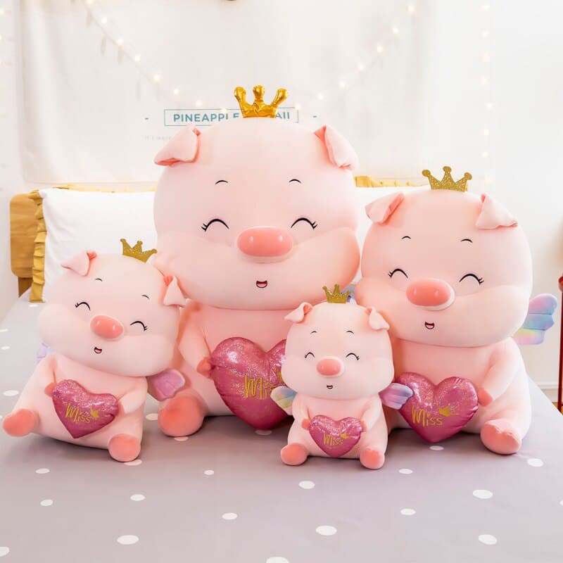 New Style Crown Angel Smile Pig Plush Toy Cute Stuffed Doll