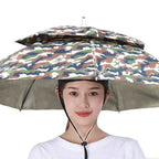 Foldable Double Umbrella Hat Headwear Cap Sun Rain Cap Camping Fishing Caps Sunscreen Shade Umbrella Fishing Hats