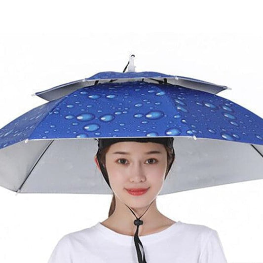 Foldable Double Umbrella Hat Headwear Cap Sun Rain Cap Camping Fishing Caps Sunscreen Shade Umbrella Fishing Hats