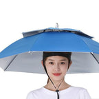 Foldable Double Umbrella Hat Headwear Cap Sun Rain Cap Camping Fishing Caps Sunscreen Shade Umbrella Fishing Hats