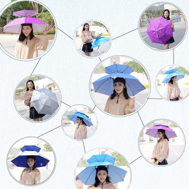 Foldable Double Umbrella Hat Headwear Cap Sun Rain Cap Camping Fishing Caps Sunscreen Shade Umbrella Fishing Hats