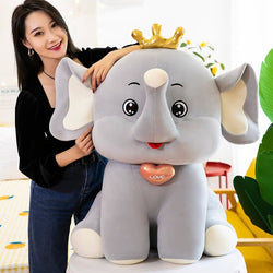 Cute Animals Doll Smile Crown Elephant Plush Toys Soft Stuffed For Kids Gift