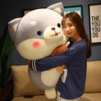 li Cute Milk Tea Shiba Inu Dog Plush Toy Stuffed Soft Touch Long Plush Lifelike Shiba Inu Dog Doll Birthday Gift