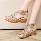 Women's Rome Hollow Out Cyrstal Elegant Zip Shoes
