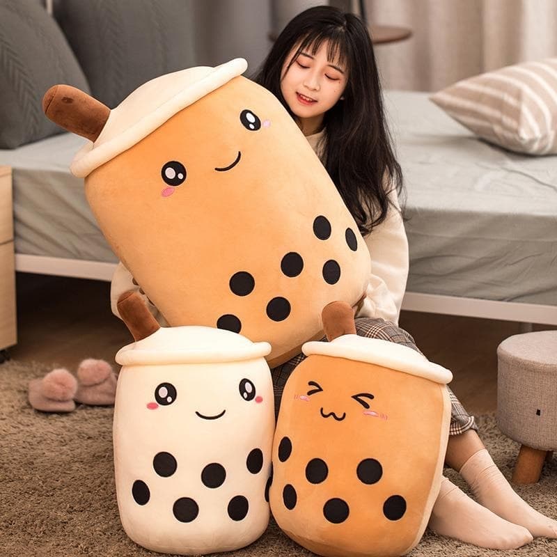 Super Soft Smile Bubble Tea Cup Pillow Plush Toys Stuffed Dolls For Kids Girls Boys