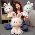 Sweet Sitting Cherry Bunny Plush Toy Rabbit Stuffed Doll Home Decor Birthday Gift