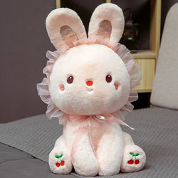 Sweet Sitting Cherry Bunny Plush Toy Rabbit Stuffed Doll Home Decor Birthday Gift