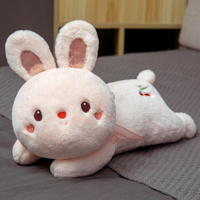 li New Sweet Sitting Cherry Rabbit Lace White Pink Bunny Eyes Open Sleeping Cartoon Animal Girls Christmas Gift