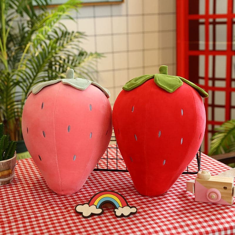 Pink Strawberry Soft Plush Food Fruits Toy Down Cotton Stuffed Strawberries Plants Plushie Decor Kids Gift