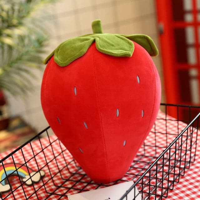 Pink Strawberry Soft Plush Food Fruits Toy Down Cotton Stuffed Strawberries Plants Plushie Decor Kids Gift